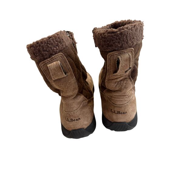 LL Bean Winter Boots Zip Brown Quilted Sherpa Cuff Primaloft Womens 9 - Picture 11 of 13